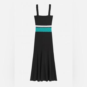 Tanya Taylor midi dress sleeveless stripe scalloped sleeves